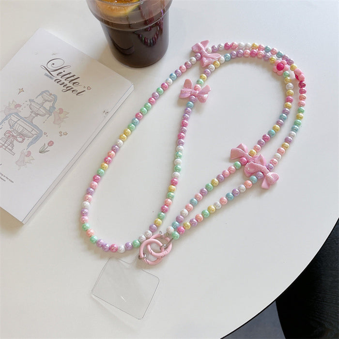 Wholesale Jewelry phone case bracelet long hanging chain high-end bow DIY handmade jewelry pearl women's chain accessories wholesale