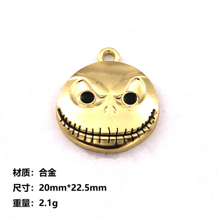 Wholesale 10pcs  Funny Skull Pumpkin Cartoon Accessories Alloy Oil Dropping Pendant Earrings Keychain