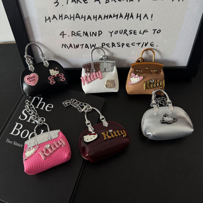 Wholesale Handmade leather small bag keychain