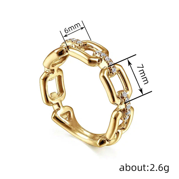 Wholesale Buckle ring with micro inlaid zircon ring, fashionable and personalized