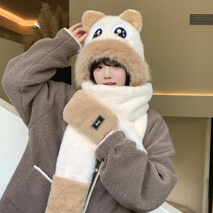 Wholesale Cute cartoon panda hat f and gloves all in one