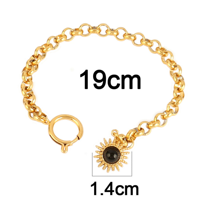 Wholesale Vintage stainless steel natural stone pendant bracelet,  simple and multi-element turquoise bracelet