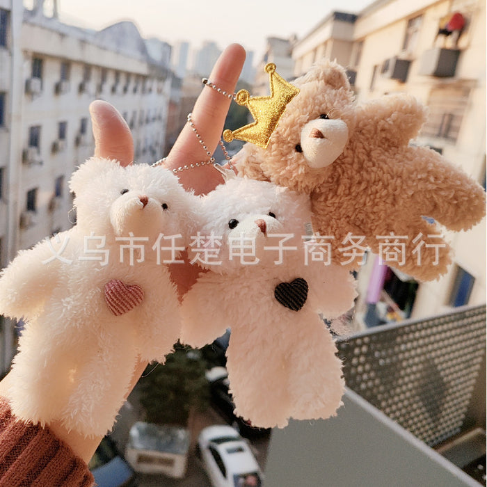 Wholesale Cute Powder Blusher Bear Pendant Plush Bag Pendant Female Conjoined Bear Creative Key Chain Doll JDC-KC-RC003