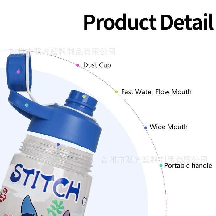Wholesale Cartoon Pattern Transparent Plastic Cup Large-Capacity Water Cup,  Anti-Fall Cup,  Direct Drinking Rope,  Portable Cup