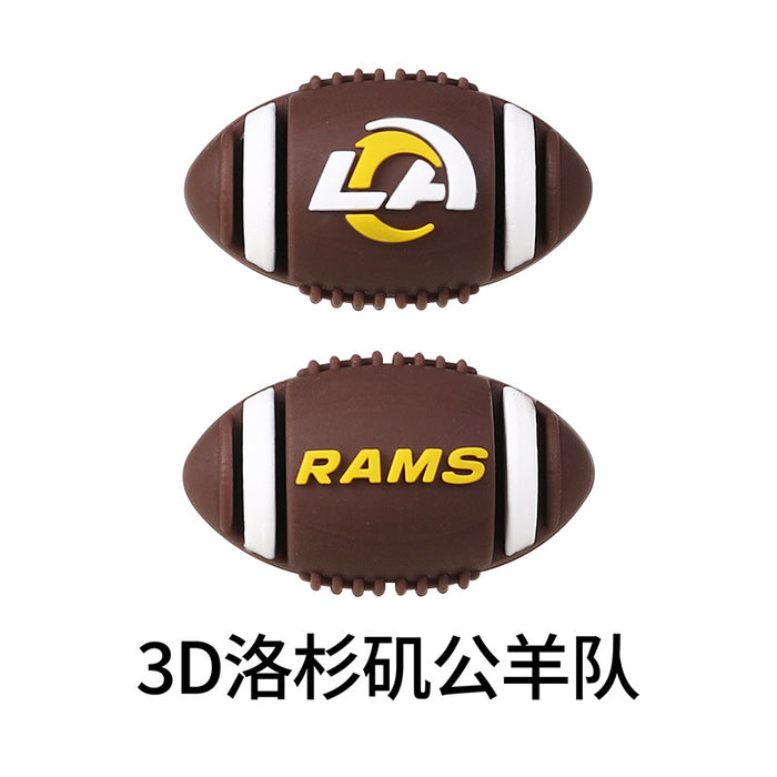Wholesale 20pcs Rugby team silicone beads team three-dimensional loose beads sports silicone beads
