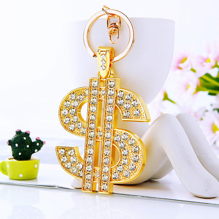 Wholesale Cross car keychain metal pendant keychain ring inlaid with diamonds