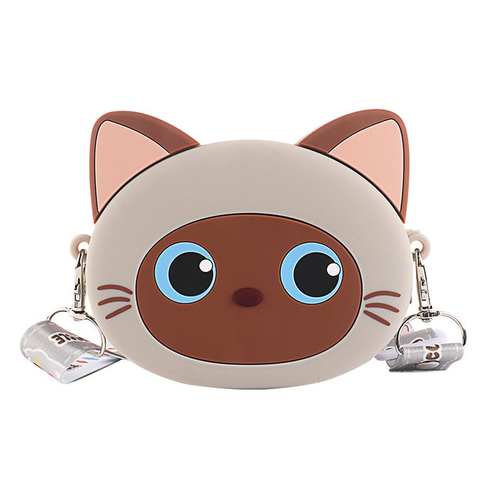 Wholesale Children' s Silicone Crossbody Bag Cartoon Cat Storage Shoulder Bag