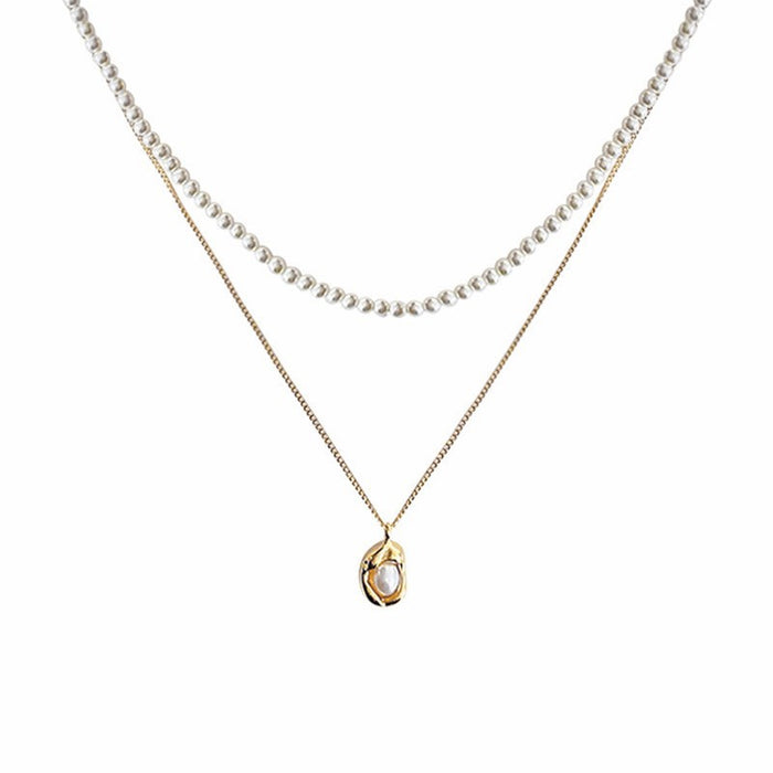 Wholesale Double Layer Stacked Glass Pearl Necklace