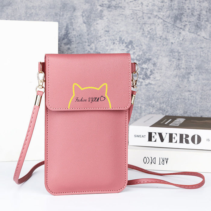 Wholesale Crossbody Phone Bag Wine Red PU Leather Letter Design Women' s Everyday Handbag