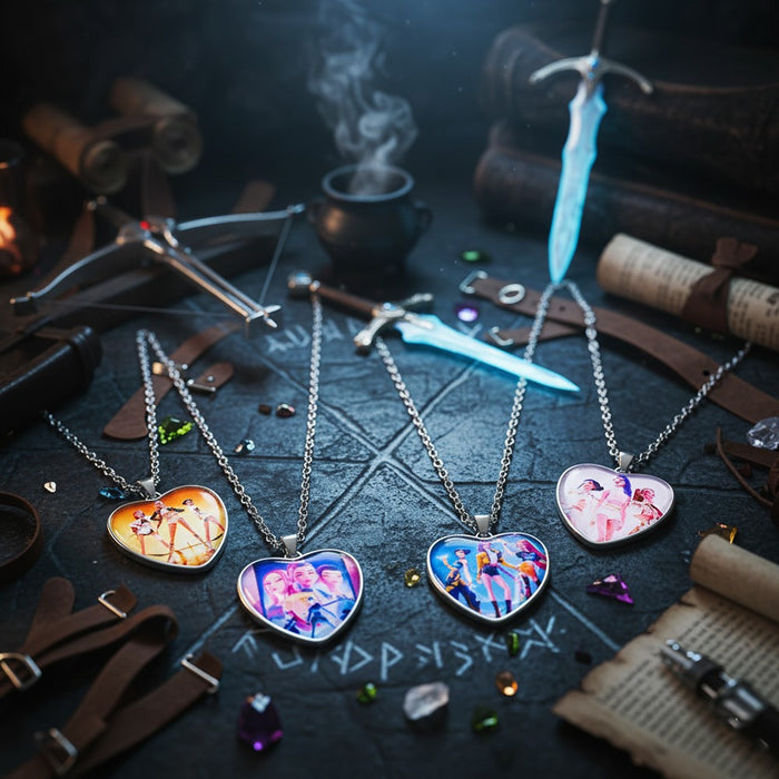 Wholesale Kpop Gemstone Colorful Heart Pendant Necklaces