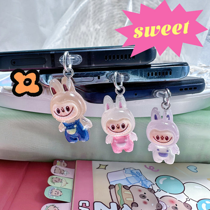 Wholesale Mobile phone dust plug charging port dust cap luminous pull cloth dust plug