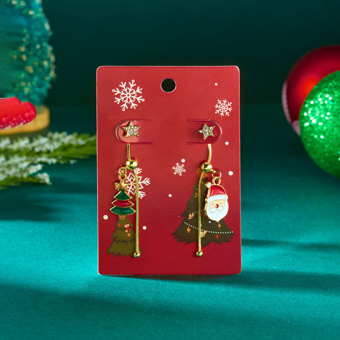 Wholesale Christmas Cartoon Asymmetric Snowman Santa Earrings Fashion Jewelry Accessory Party Gift