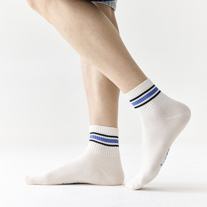 Wholesale New boneless sports socks, sweat absorbing and breathable short tube socks, striped letter college style cotton socks