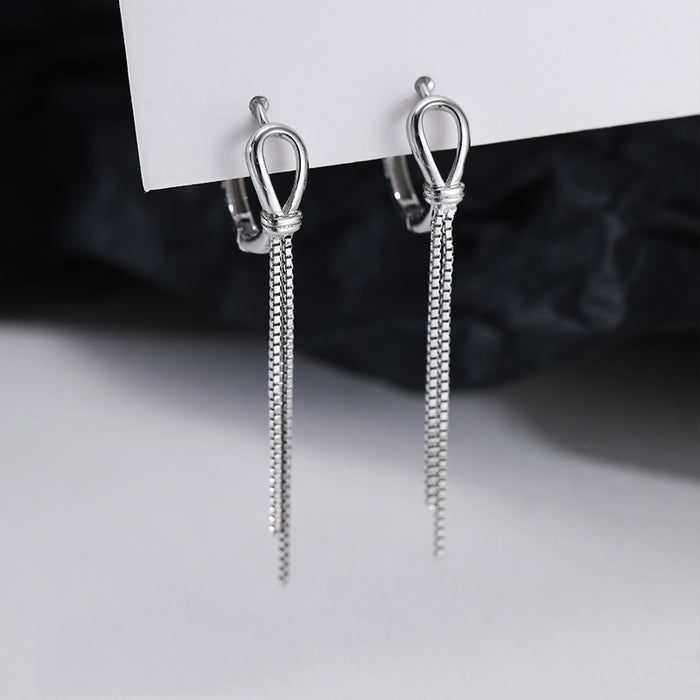 Wholesale Earrings with long temperament, knot earrings, hollowed out water droplet chains, and ear buckles