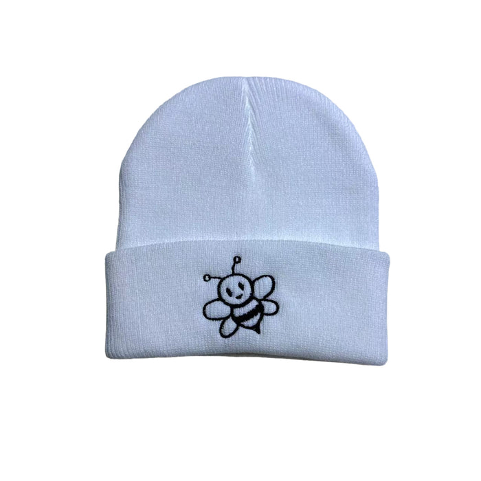 Wholesale Children' s embroidered bee knitted acrylic wool hat cute all-match warm earmuffs