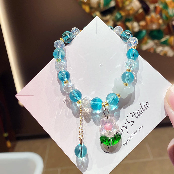 Wholesale Trendy Girls Flower Glass Beaded Bracelet Travel Souvenir Jewelry Accessory MOQ≥3