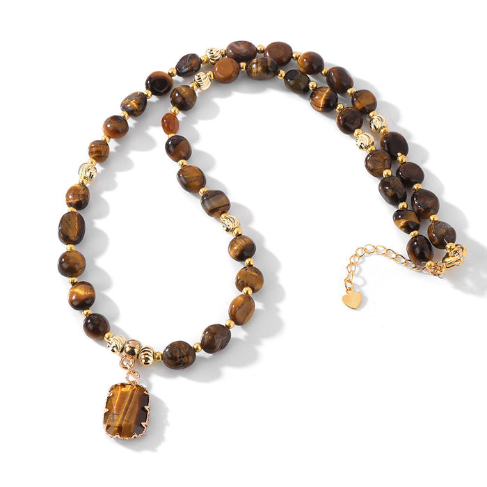 Wholesale Inlaid pendant pumpkin shaped beads and irregular stone beaded necklace