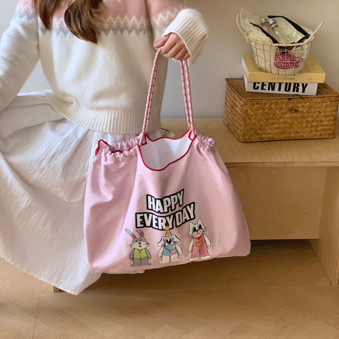 Wholesale Shoulder bag, casual versatile, large capacity tote bag, cartoon travel canvas bag