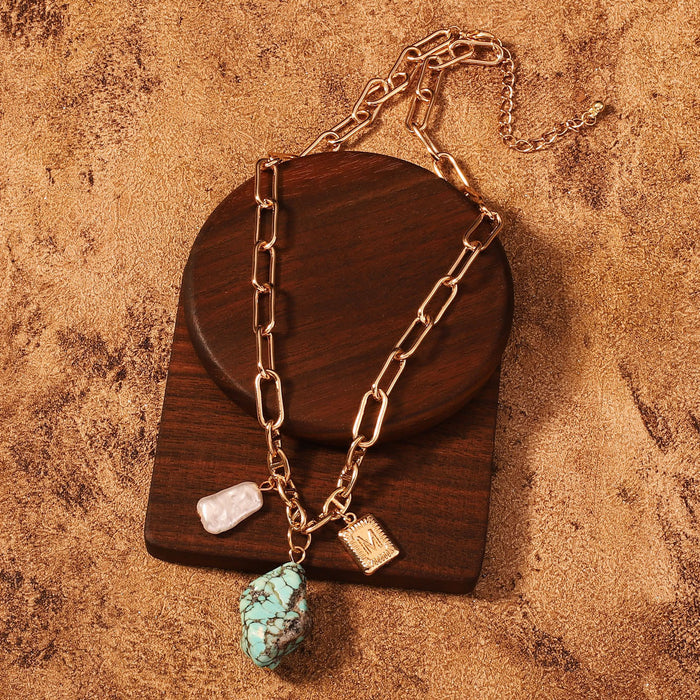 Wholesale turquoise pendant necklace personality temperament retro necklace for women