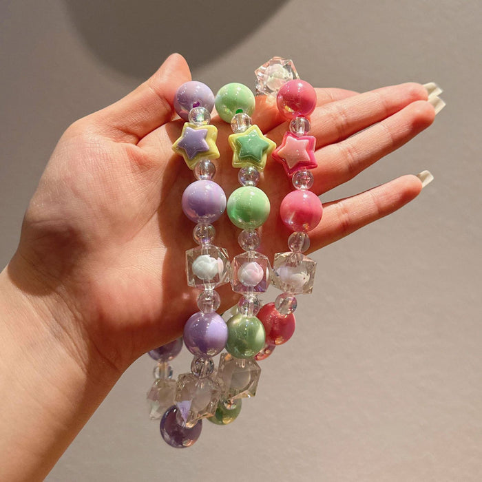 Wholesale Handmade beaded bag pendant, car keychain, five pointed star bow, couple keychain, chain