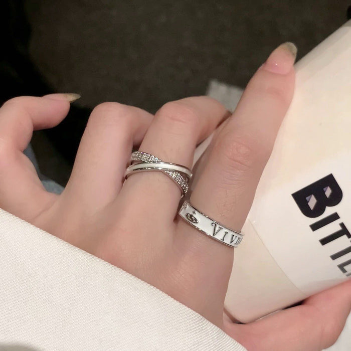 Wholesale New cross letter ring with niche design, high-end sense, fashionable personality, trendy index finger ring