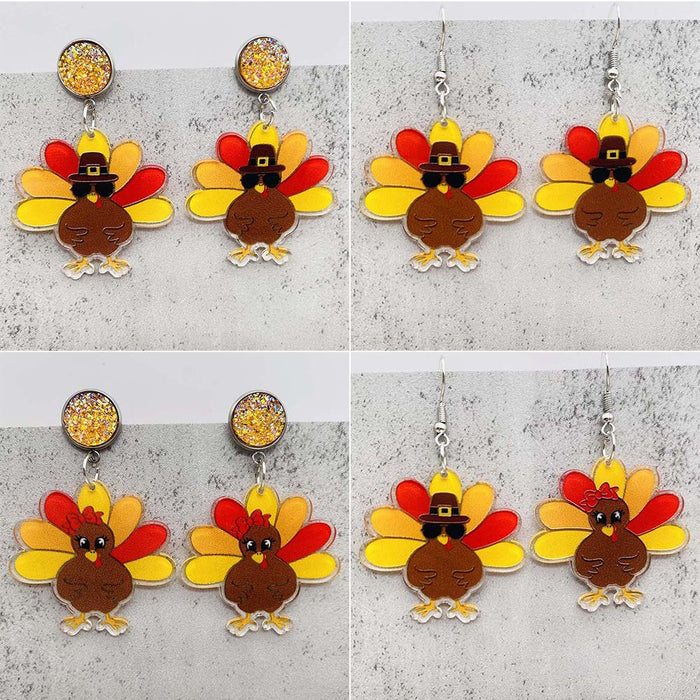 Wholesale Thanksgiving Turkey Acrylic Earrings JDC-ES-Chengy035