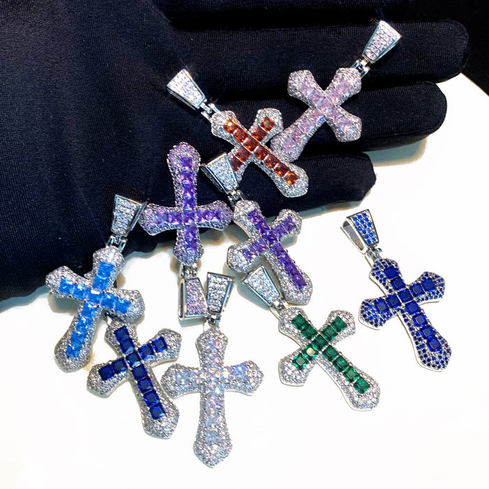 Wholesale Cross Pendant Copper Diamond Necklace JDC-NE-YiZhe001