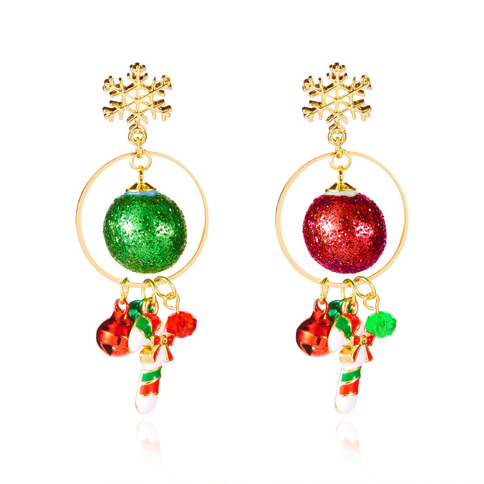Wholesale Christmas tree snowflake bell earrings new style elk crutch earrings colorful bell Christmas tassel earrings