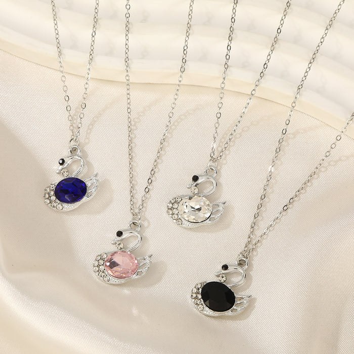 Wholesale Rhinestone-encrusted swan alloy necklace