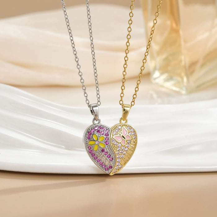 Wholesale Cartoon rainbow heart magnetic interlocking choker necklace