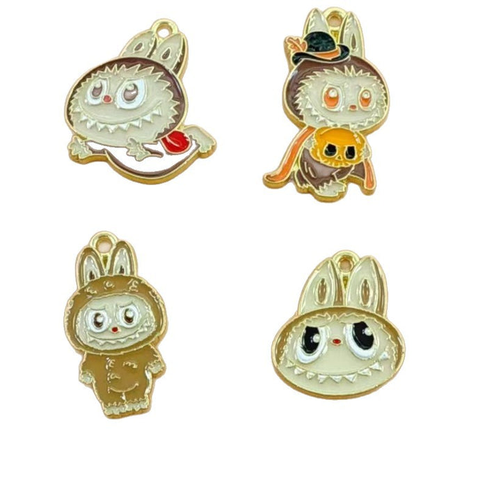 Wholesale 10pcs Cartoon DIY Oil Drip Alloy Necklace Keychain  Earrings Pendant