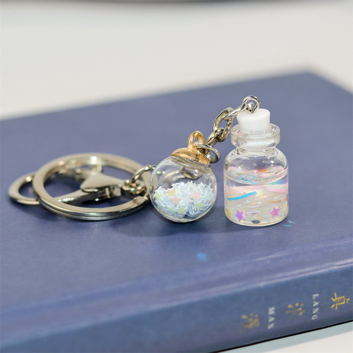 Wholesale Creative Keychain Girl Student Cute Flower Flowing Sand Bottle Key Pendant Bag Accessories Decorative Advertising Gift