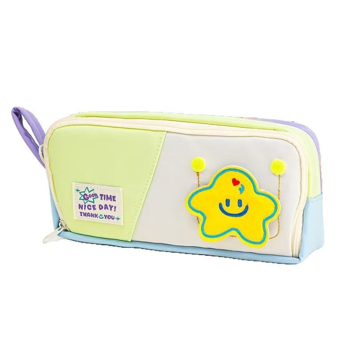 Wholesale Fabric Large Capacity Light Blue Cartoon Pencil Case For Students Back To School Gift Box
