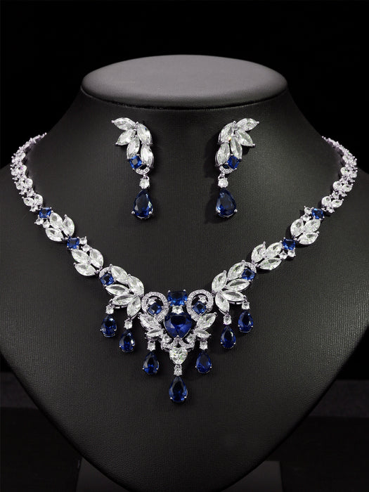 Wholesale Fashion Zircon Necklace Earrings Jewelry Accessories Shining