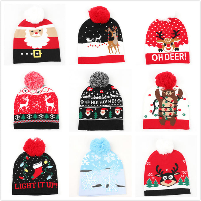 Wholesale Autumn and Winter New Christmas Knitted Jacquard Hat Unisex Warm Pullover Hat with Ball Decorative Cold Hat