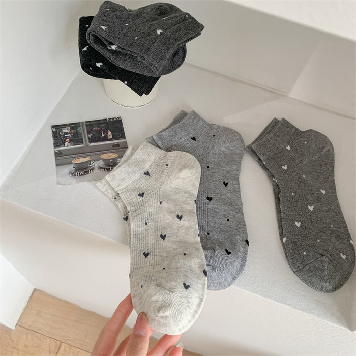Wholesale Socks, thin, heart-shaped, breathable, sweat absorbing, cotton socks, versatile boat socks