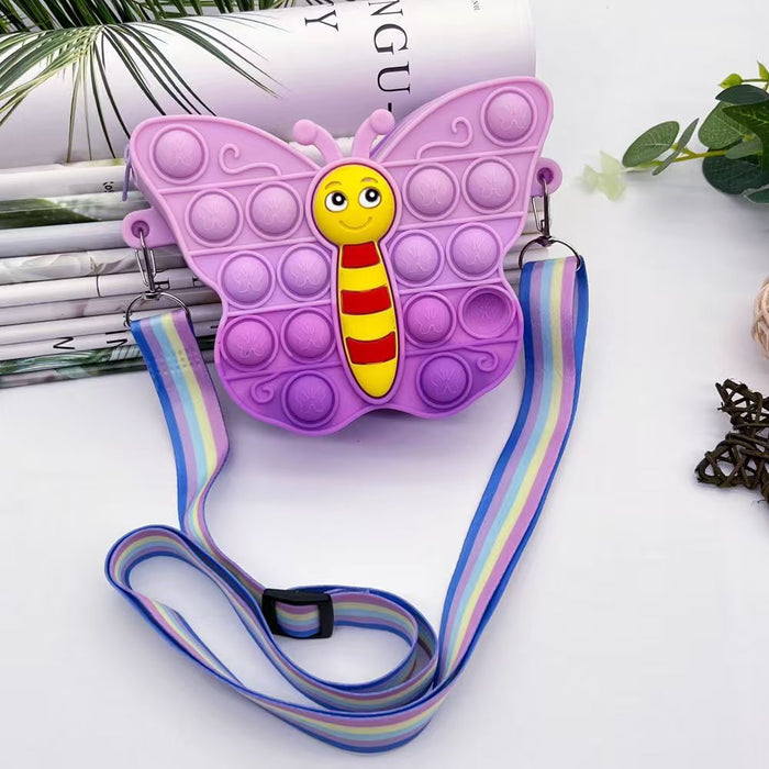 Wholesale Cartoon Butterfly Decompression Silicone Bag Children' s wallet