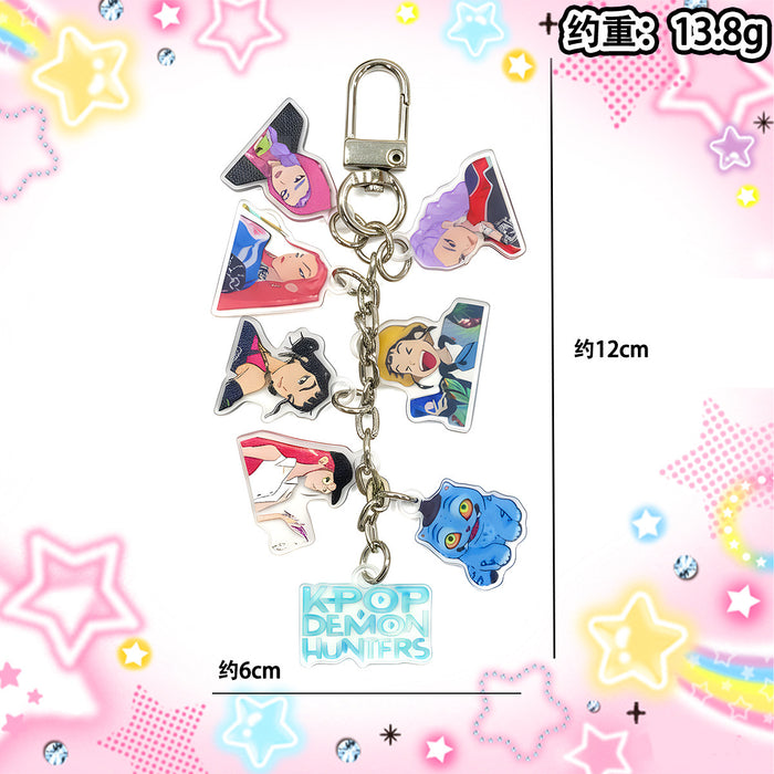 Wholesale Long string of cute K-pop cartoon character acrylic keychains