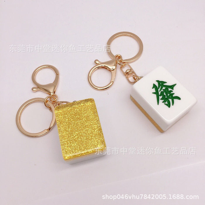 Wholesale Creative Mahjong Keychain Funny Small Accessories Simple Small Pendant Resin Accessories Pendant