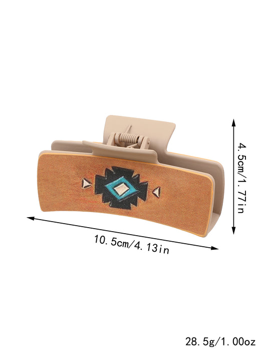 Wholesale Western Denim Wind Cactus Leather Women' s Hairpin Grab Clip Shark Clip