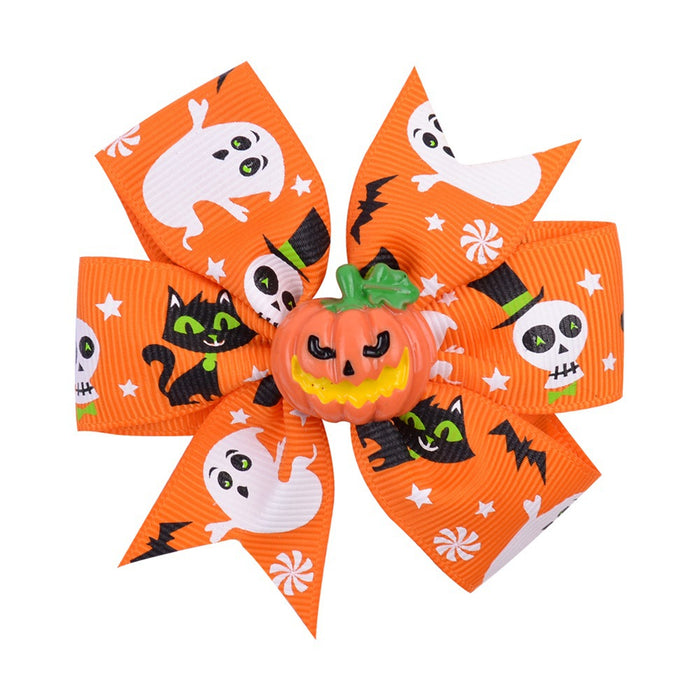 Wholesale Halloween Polyester Fabric Bow Hair Clip Set JDC-HC-Xiane020