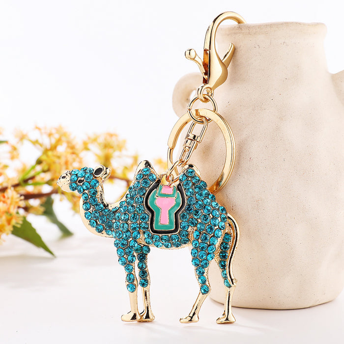 Wholesale diamond camel car key chain animal car key chain metal pendant