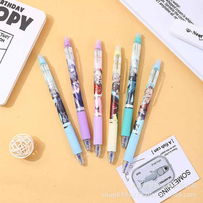 Wholesale Cartoon erasable pen blue easy to erase thermal gel pen student cute push erasable pen