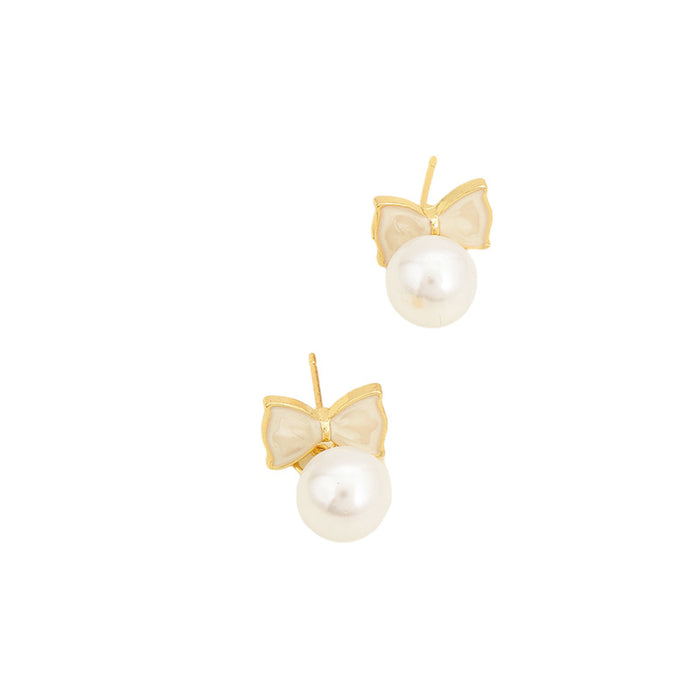 Wholesale Pearl earrings, light luxury earrings, high-end temperament, butterfly bow, niche design, earrings