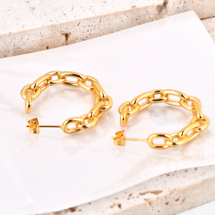 Wholesale Personality Chain Links C-Shaped Earrings