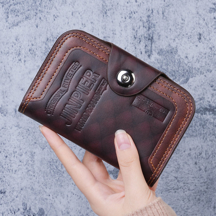 Wholesale Stylish Men' s Short Wallet PU Leather Business Commuting Multi-Card Zipper Wallet Black Everyday Use