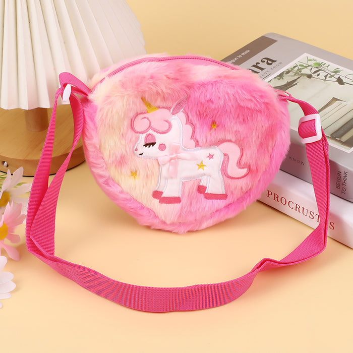 Wholesale Cartoon Cute Plush Small Shoulder Bag Heart Unicorn for Children