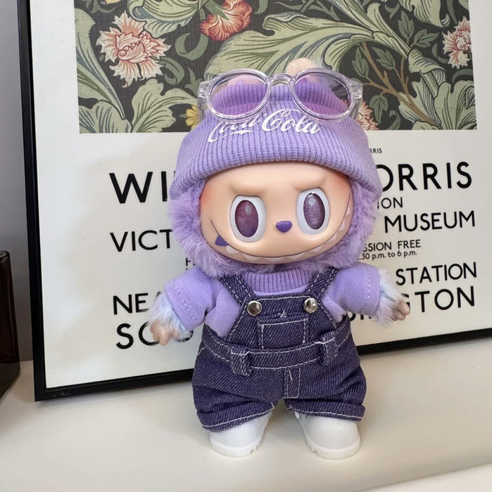 Wholesale Purple Coke Overalls Set Cotton Doll Pendant Doll Clothes