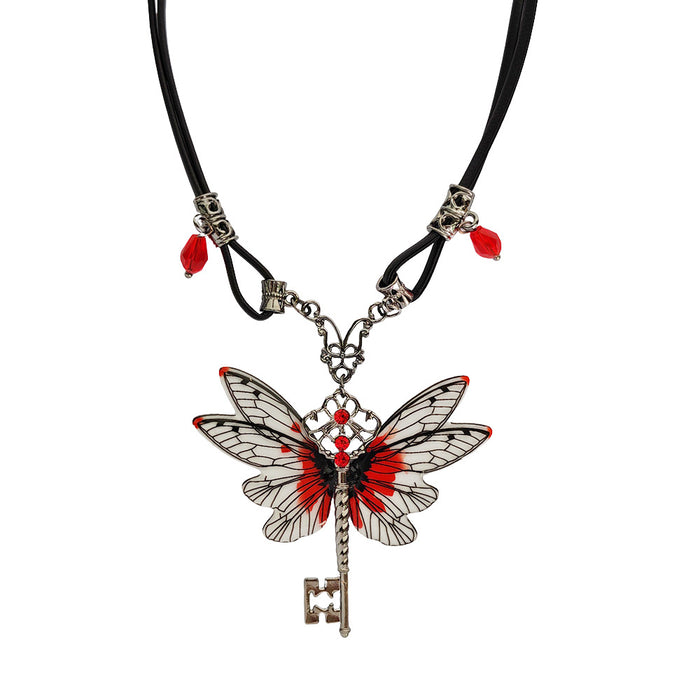 Wholesale Zinc Alloy Sand Gold Choker Necklace Dragonfly Pendant MOQ≥3
