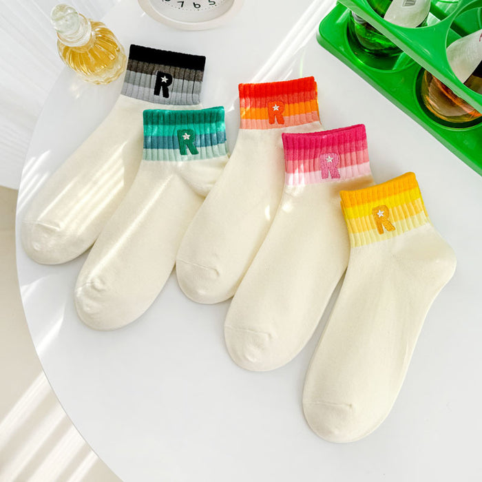 Wholesale Socks low short tube women's socks gradient letter embroidery college style sports socks cotton
